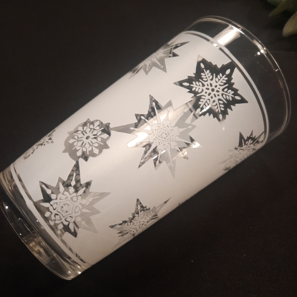 Vintage Federal Atomic Snowflake Frosted 10 oz. Tumblers MCM Barware ~ Set of 4 - Picture 7 of 9
